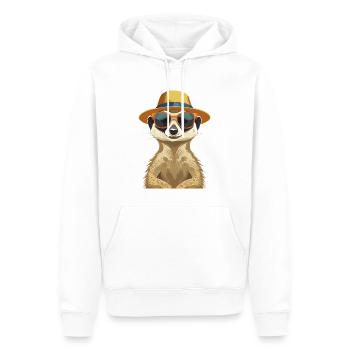 Erdmännchen mit Sonnenbrille und Sonnenhut - Männer Premium Bio Hoodie - Weiß - Vorne - Nico (187cm)