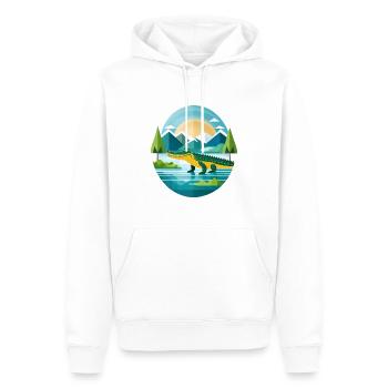 Crocodile Illustration - Men’s Premium Organic Hoodie - white - Front - Nico (187cm)