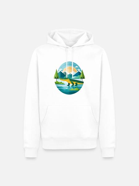 Crocodile Illustration - Men’s Premium Organic Hoodie - white