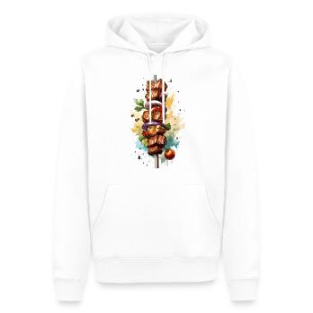 Fleisch Spieß beim Grillen - Männer Premium Bio Hoodie - Weiß - Vorne - Nico (187cm)