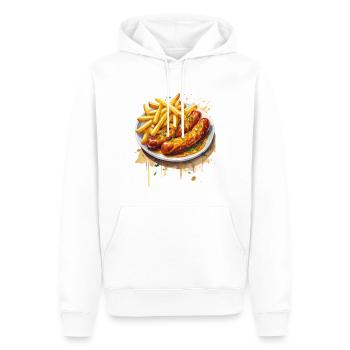 Currywurst mit Pommes - Männer Premium Bio Hoodie - Weiß - Vorne - Nico (187cm)