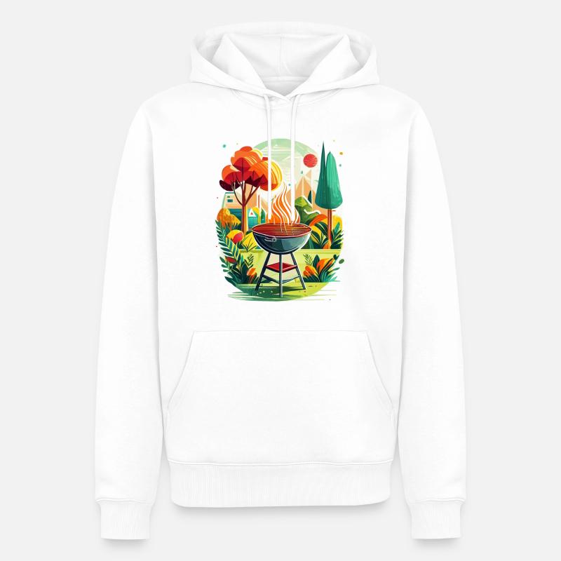 Barbecue dans le jardin - Sweat à capuche Premium bio Homme - blanc