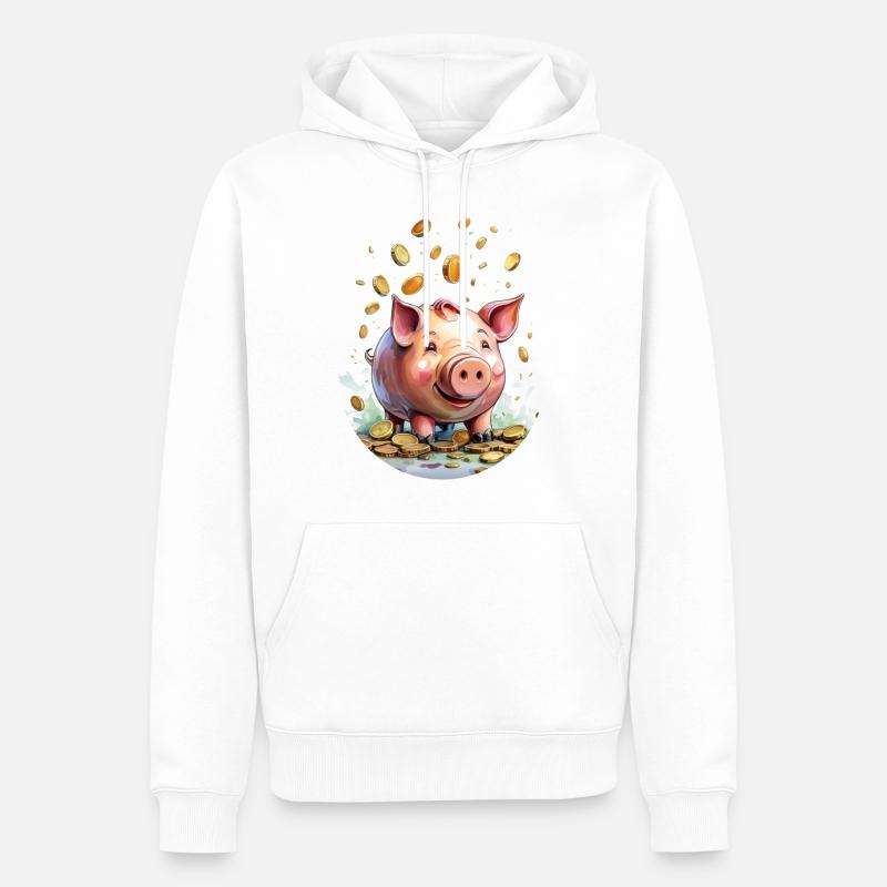 Tirelire - Sweat à capuche Premium bio Homme - blanc