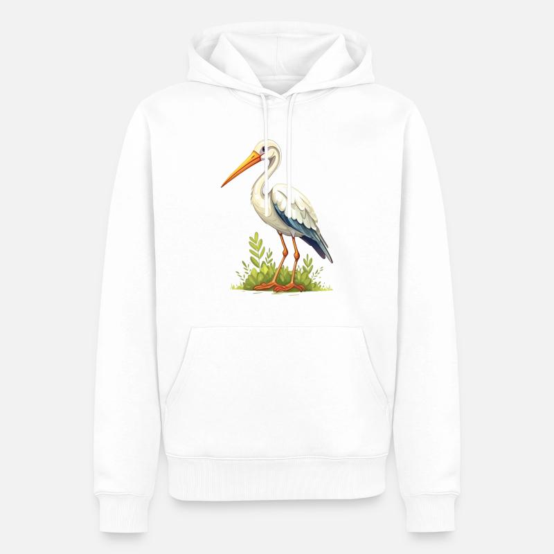 Cigogne - Sweat à capuche Premium bio Homme - blanc