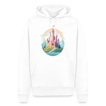 Ein mittelalterliches Schloss zwischen Hügeln - Männer Premium Bio Hoodie - Weiß - Vorne - Nico (187cm)