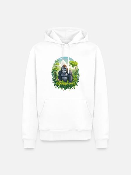Gorilla im Dschungel - Männer Premium Bio Hoodie - Weiß