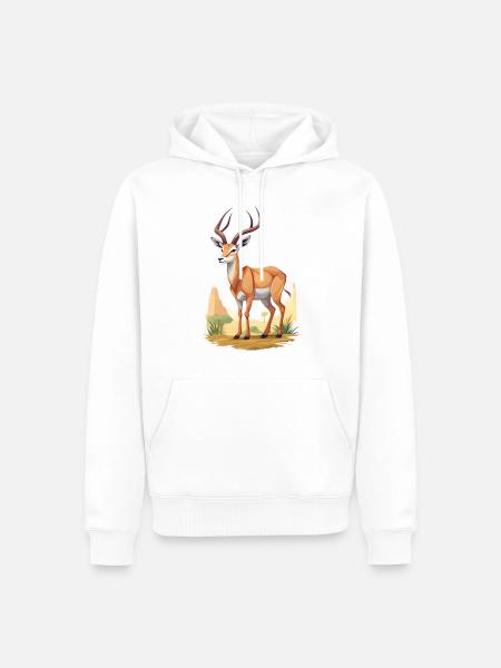 Antilope dans la savane - Sweat à capuche Premium bio Homme - blanc