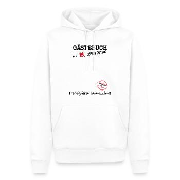 18. Geburtstag Gästebuch Geschenk - Männer Premium Bio Hoodie - Weiß - Vorne - Nico (187cm)