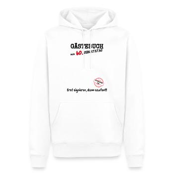 60. Geburtstags Gästebuch Geschenk - Männer Premium Bio Hoodie - Weiß - Vorne - Nico (187cm)