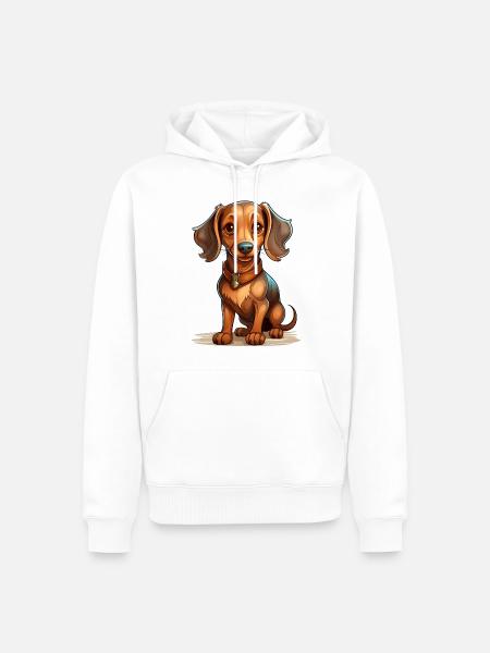 Un teckel mignon - Sweat à capuche Premium bio Homme - blanc