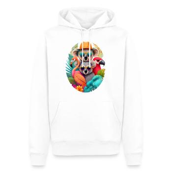 Koala, Faultier und Flamingo im Sommer - Männer Premium Bio Hoodie - Weiß - Vorne - Nico (187cm)