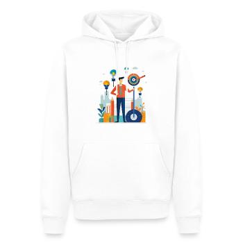 Business und Marketing - Männer Premium Bio Hoodie - Weiß - Vorne - Nico (187cm)