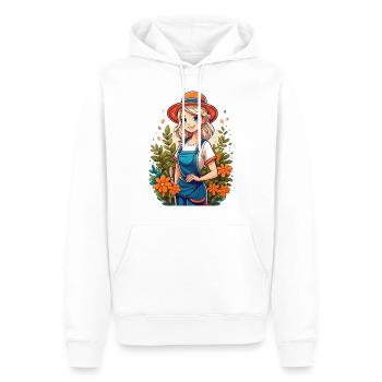 Attraktive Gärtnerin in ihrem Garten - Männer Premium Bio Hoodie - Weiß - Vorne - Nico (187cm)