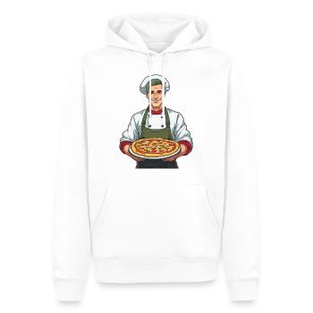 Pizzaïolo avec une délicieuse pizza - Sweat à capuche Premium bio Homme - blanc - Devant - Nico (187cm)