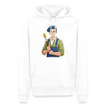 Artiste au pinceau - Sweat à capuche Premium bio Homme - blanc - Devant - Nico (187cm)