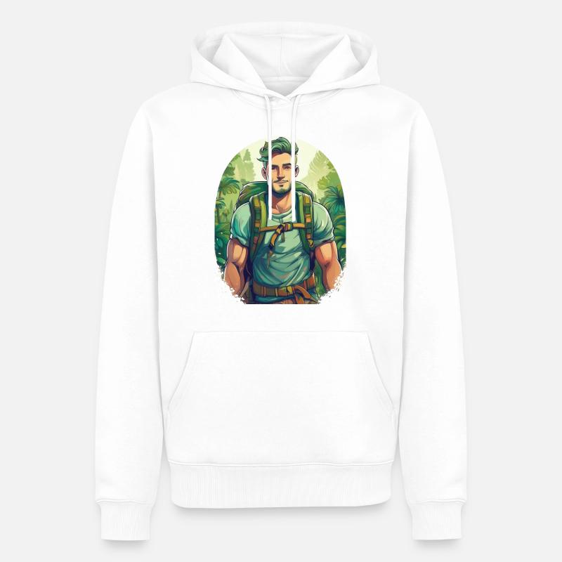 Un aventurier à l’aventure - Sweat à capuche Premium bio Homme - blanc