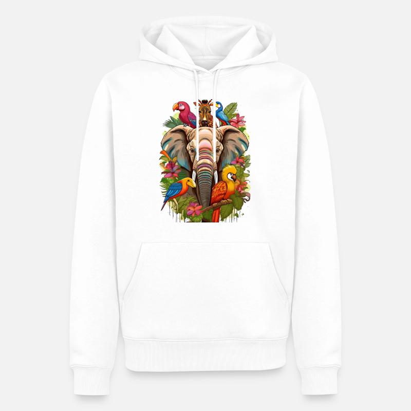 Illustration d’animaux africains - Sweat à capuche Premium bio Homme - blanc