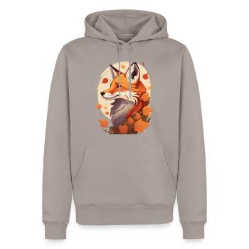 Ein Fuchs im Herbst - Männer Premium Bio Hoodie - Taupe - Vorne - Nico (187cm)