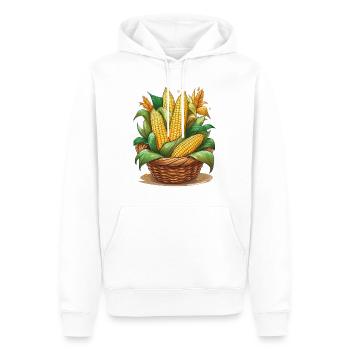 Épis de maïs dans un panier en osier - Sweat à capuche Premium bio Homme - blanc - Devant - Nico (187cm)