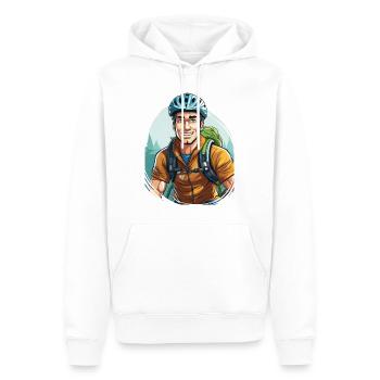 A cyclist with a backpack - Men’s Premium Organic Hoodie - white - Front - Nico (187cm)