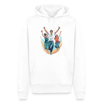 Sauter de joie - Sweat à capuche Premium bio Homme - blanc - Devant - Nico (187cm)
