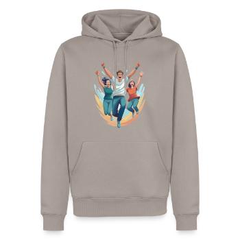 Sauter de joie - Sweat à capuche Premium bio Homme - taupe - Devant - Nico (187cm)