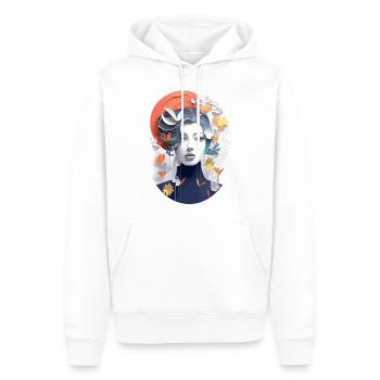 Abstraktes, modernes Kunst Porträt einer Frau - Männer Premium Bio Hoodie - Weiß - Vorne - Nico (187cm)
