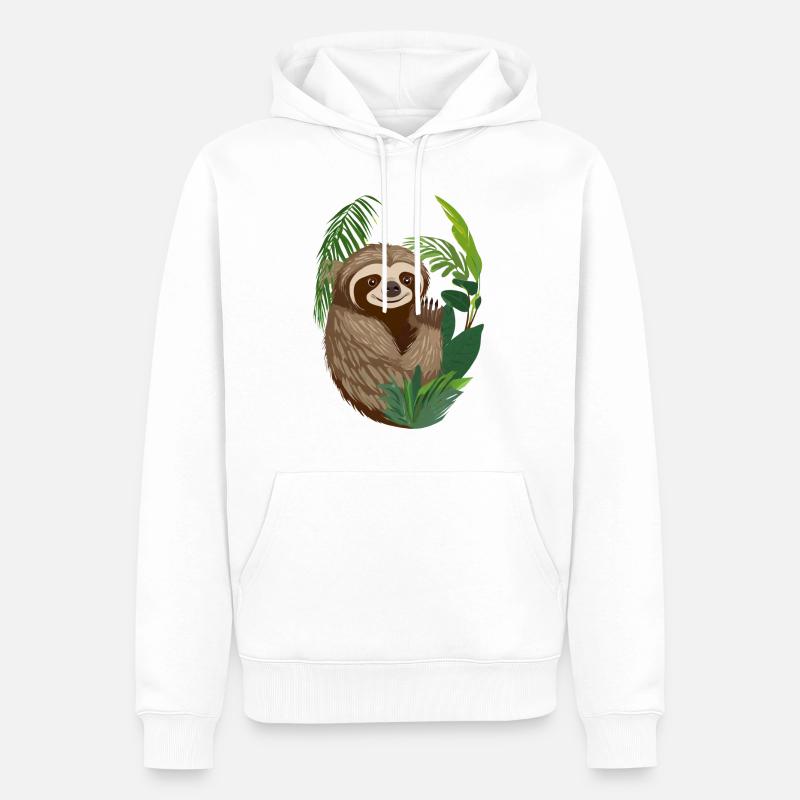 Illustration de paresseux - Sweat à capuche Premium bio Homme - blanc