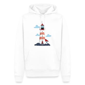Leuchtturm - Männer Premium Bio Hoodie - Weiß - Vorne - Nico (187cm)