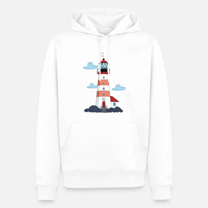Phare - Sweat à capuche Premium bio Homme - blanc