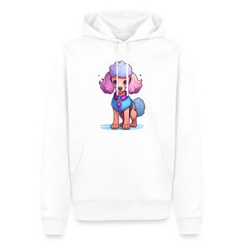 Poodle illustration in pink and purple - Men’s Premium Organic Hoodie - white - Front - Nico (187cm)