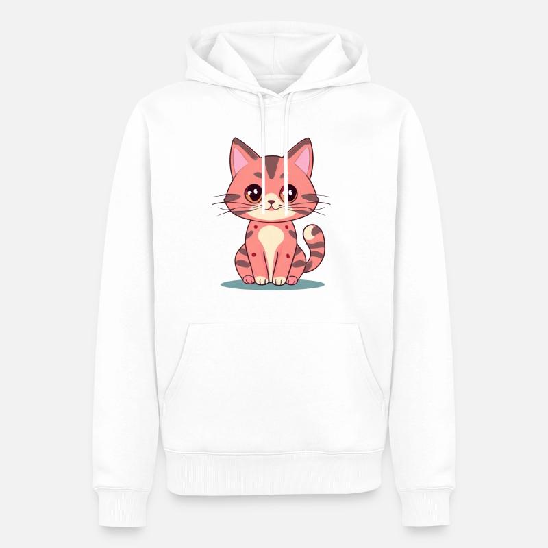 Chat Kawaii - Sweat à capuche Premium bio Homme - blanc