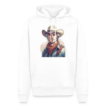 Cowboy - Männer Premium Bio Hoodie - Weiß - Vorne - Nico (187cm)
