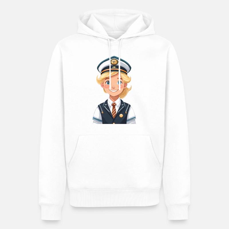 Capitaine - Sweat à capuche Premium bio Homme - blanc
