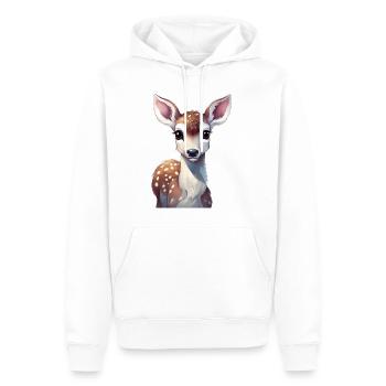 Cerf faon - Sweat à capuche Premium bio Homme - blanc - Devant - Nico (187cm)