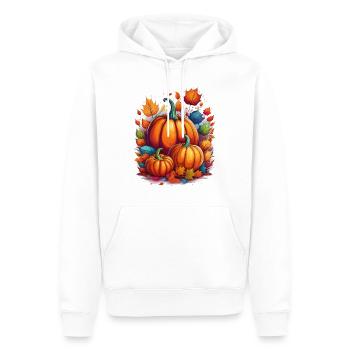 Pumpkins surrounded by colorful foliage – autumn - Men’s Premium Organic Hoodie - white - Front - Nico (187cm)