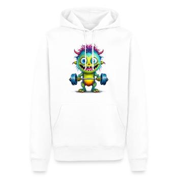 Ein niedliches Monster mit einer Hantel - Männer Premium Bio Hoodie - Weiß - Vorne - Nico (187cm)