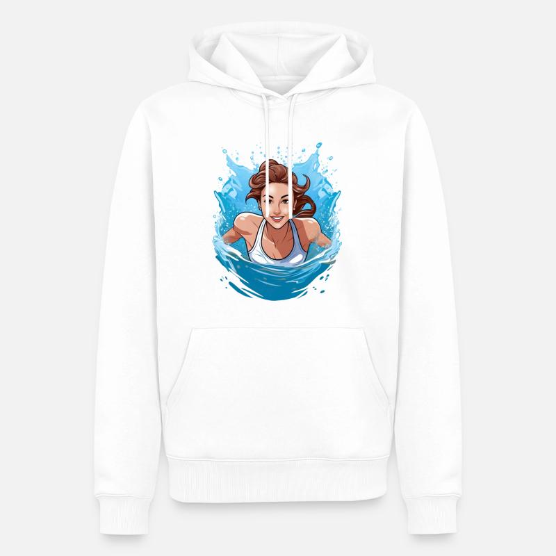 Nageur - Sweat à capuche Premium bio Homme - blanc