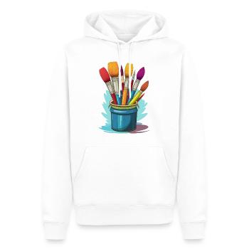 Paints and brushes for artists - Men’s Premium Organic Hoodie - white - Front - Nico (187cm)