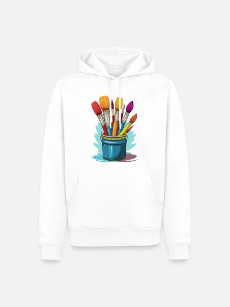 Paints and brushes for artists - Men’s Premium Organic Hoodie - white