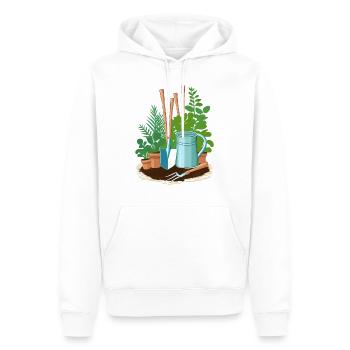 Utensilien eines Gärtners: Schaufel, Harke, ect - Männer Premium Bio Hoodie - Weiß - Vorne - Nico (187cm)