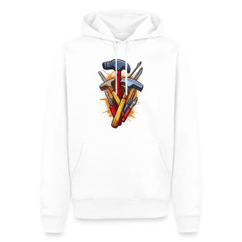 Tools such as hammers and screwdrivers - Men’s Premium Organic Hoodie - white - Front - Nico (187cm)