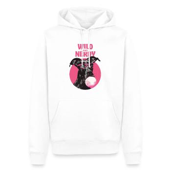 Deutsche Dogge mit Brille und Kaugummi - Männer Premium Bio Hoodie - Weiß - Vorne - Nico (187cm)