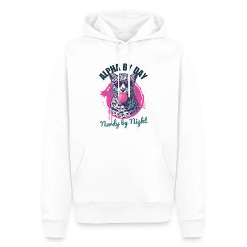 Léopard avec lunettes de soleil et chewing-gum rose - Sweat à capuche Premium bio Homme - blanc - Devant - Nico (187cm)