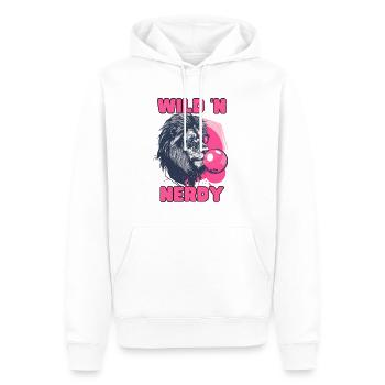 Lion avec chewing-gum et verres - Sweat à capuche Premium bio Homme - blanc - Devant - Nico (187cm)