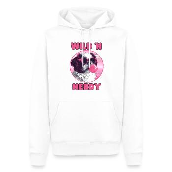 Shi Tzu avec lunettes de soleil et chewing-gum rose - Sweat à capuche Premium bio Homme - blanc - Devant - Nico (187cm)