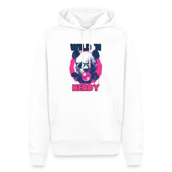 Panda mit Brille und pinkem Kaugummi - Männer Premium Bio Hoodie - Weiß - Vorne - Nico (187cm)