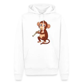 A monkey playing the flute - Men’s Premium Organic Hoodie - white - Front - Nico (187cm)