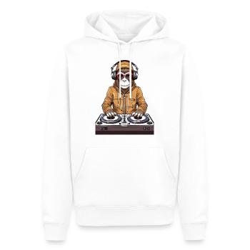 Ein Affe, der als DJ arbeitet – Discjockey - Männer Premium Bio Hoodie - Weiß - Vorne - Nico (187cm)
