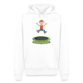 Ein fröhliches Kind, das Trampolin springt - Männer Premium Bio Hoodie - Weiß - Vorne - Nico (187cm)